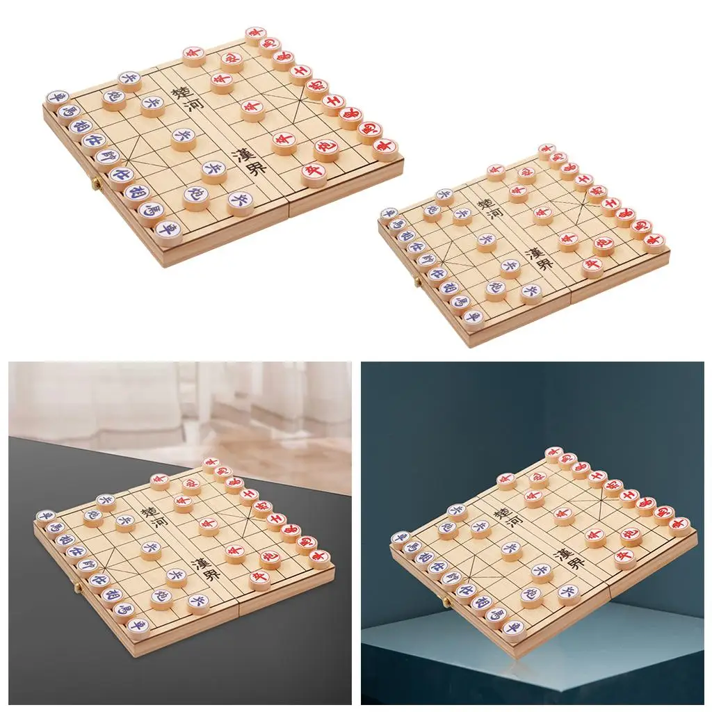 Wooden Chinese Chess Set Games Strategy & Skill Portable Puzzle