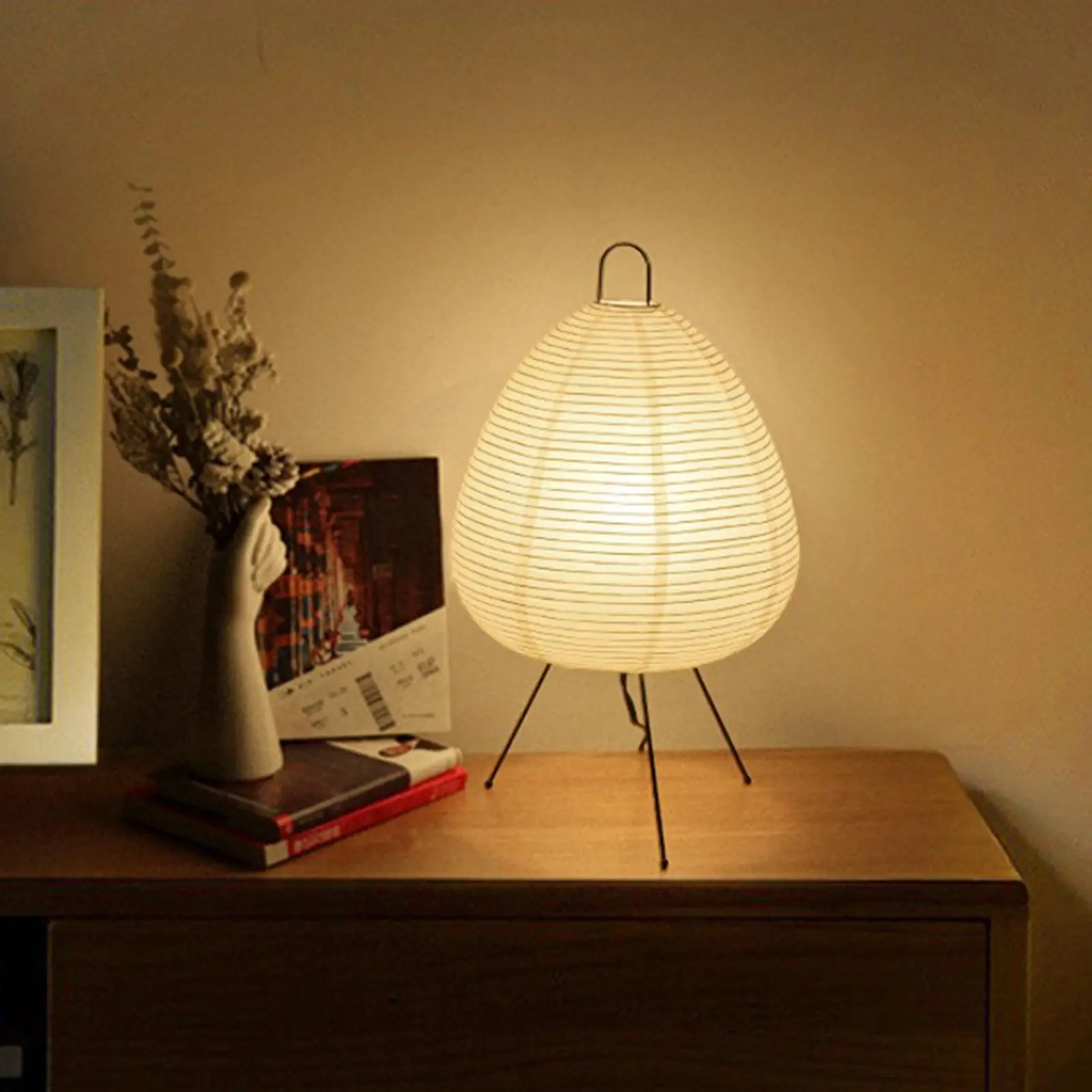 Nordic Bedside Table Lamp Paper Lantern Night Light for Bedroom Office Decor