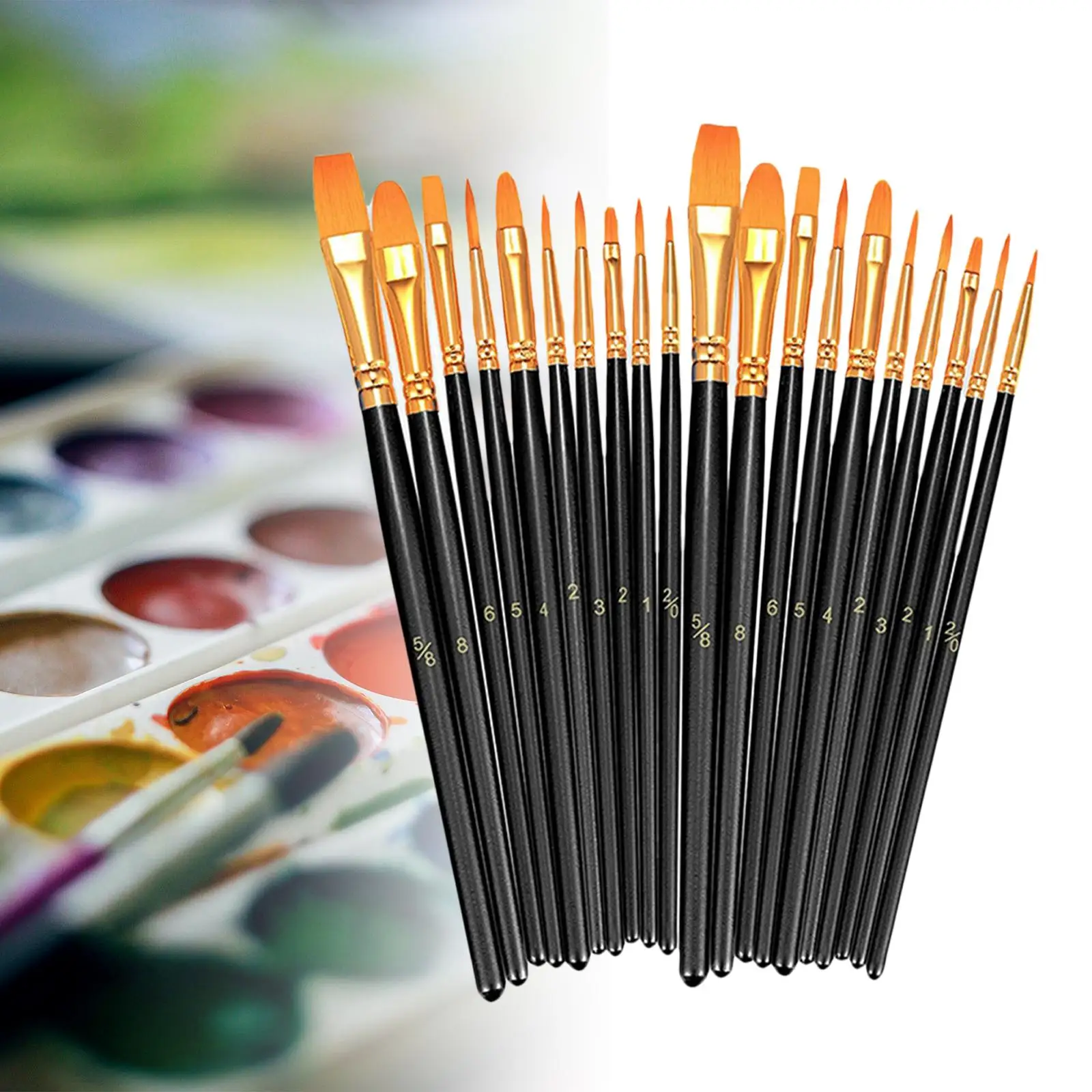20x Paint Brush Set Gift for Artists Amateurs Portable Drawing Art Supplies for Gouache Miniature Detailing Oil Acrylic Painting