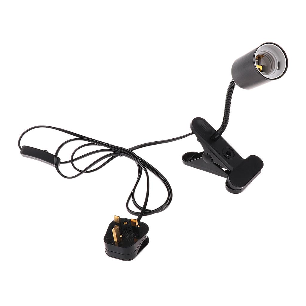 Flexible UK Plug Reptile Heating Light UVA UVB Bulb Lamp Holder E27 Base with on.off Switch, Terrarium Vivarium Mounted