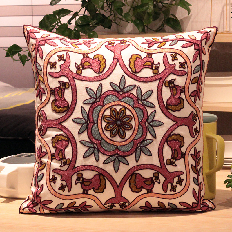 Vintage Amerikanische Stickerei Kissen Abdeckung Pflanze Blume Kissen Fall Wohnkultur Baumwolle Kissen Fall Wohnzimmer Schlafzimmer Sofa – Detail 21