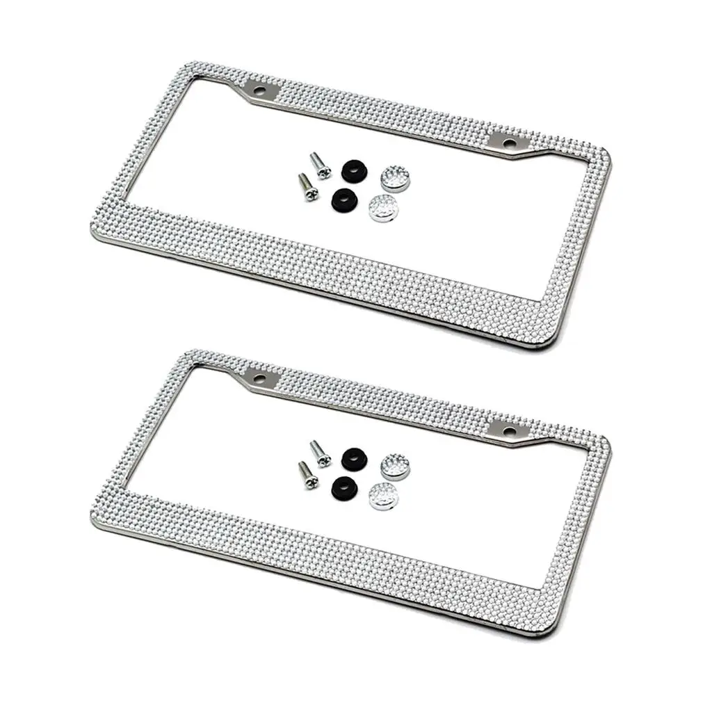 2x Bling License Plate  Motorcycle License Bracket With Screws 