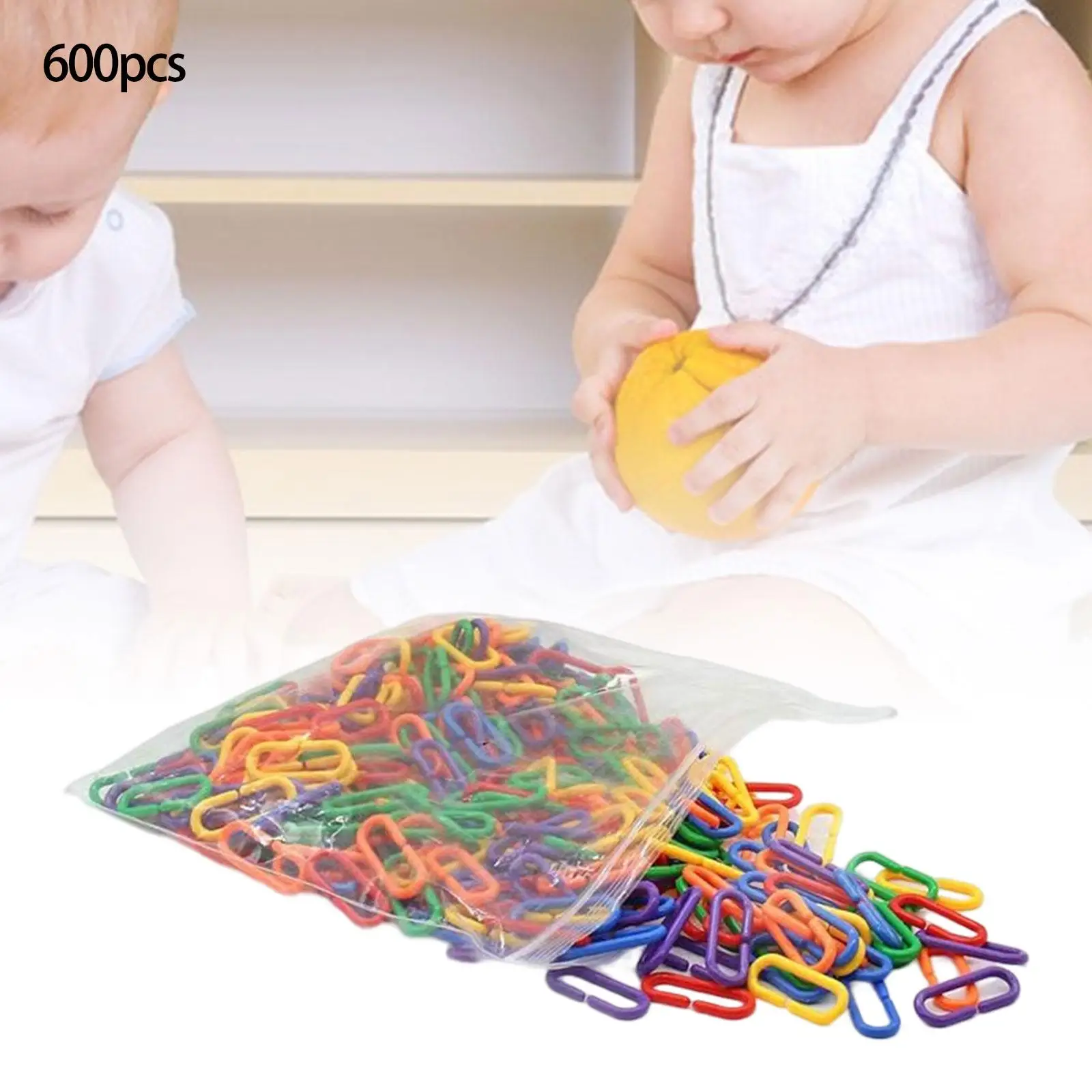 600 Pieces Hook Link Educational Counting and Sorting Hooks Chain Links for Sugar Glider Parrot