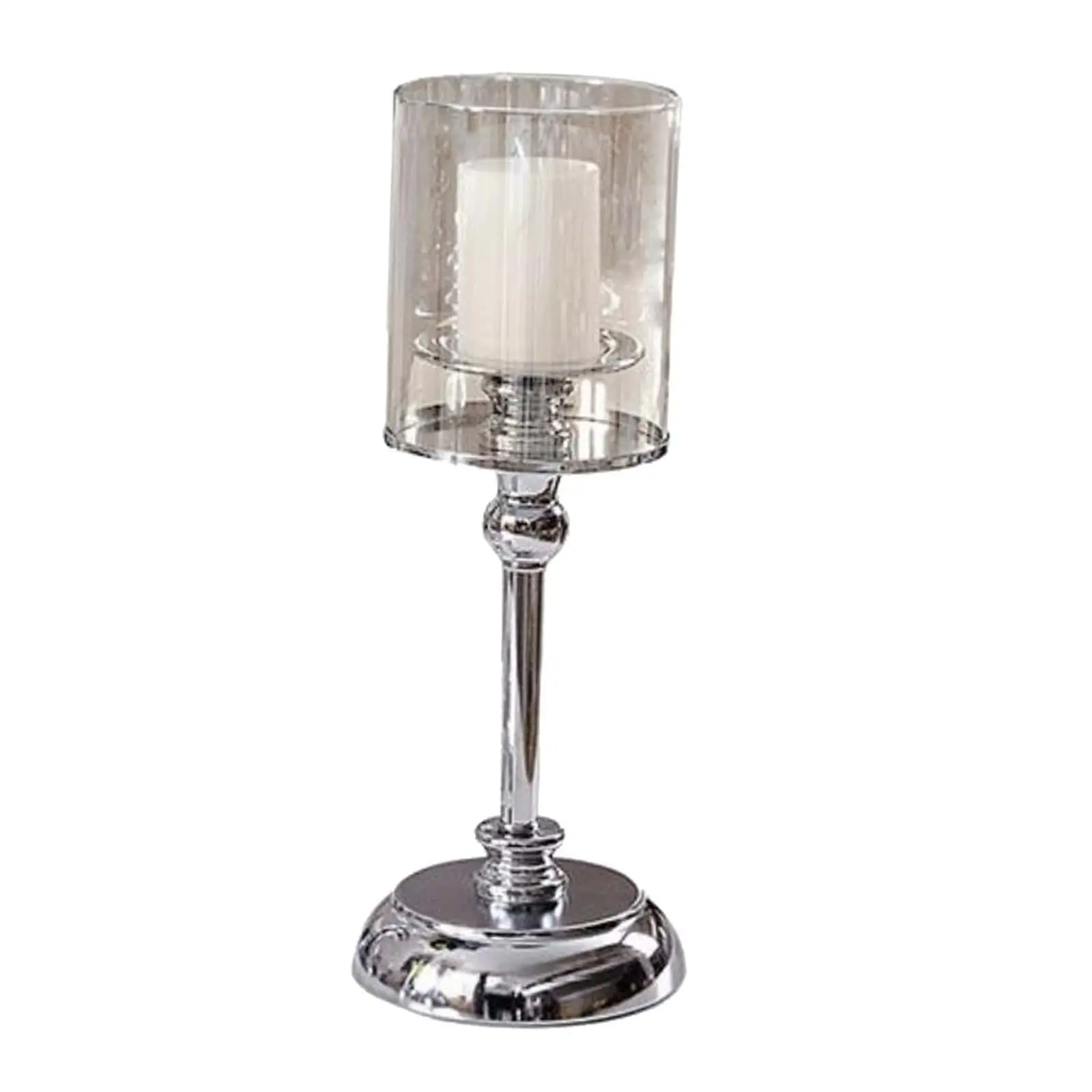 Candle Holder with Glass Screen Cover Candlestick Metal Base Removable Glass for Living Room Durable Centerpieces 4.7x13.4inch