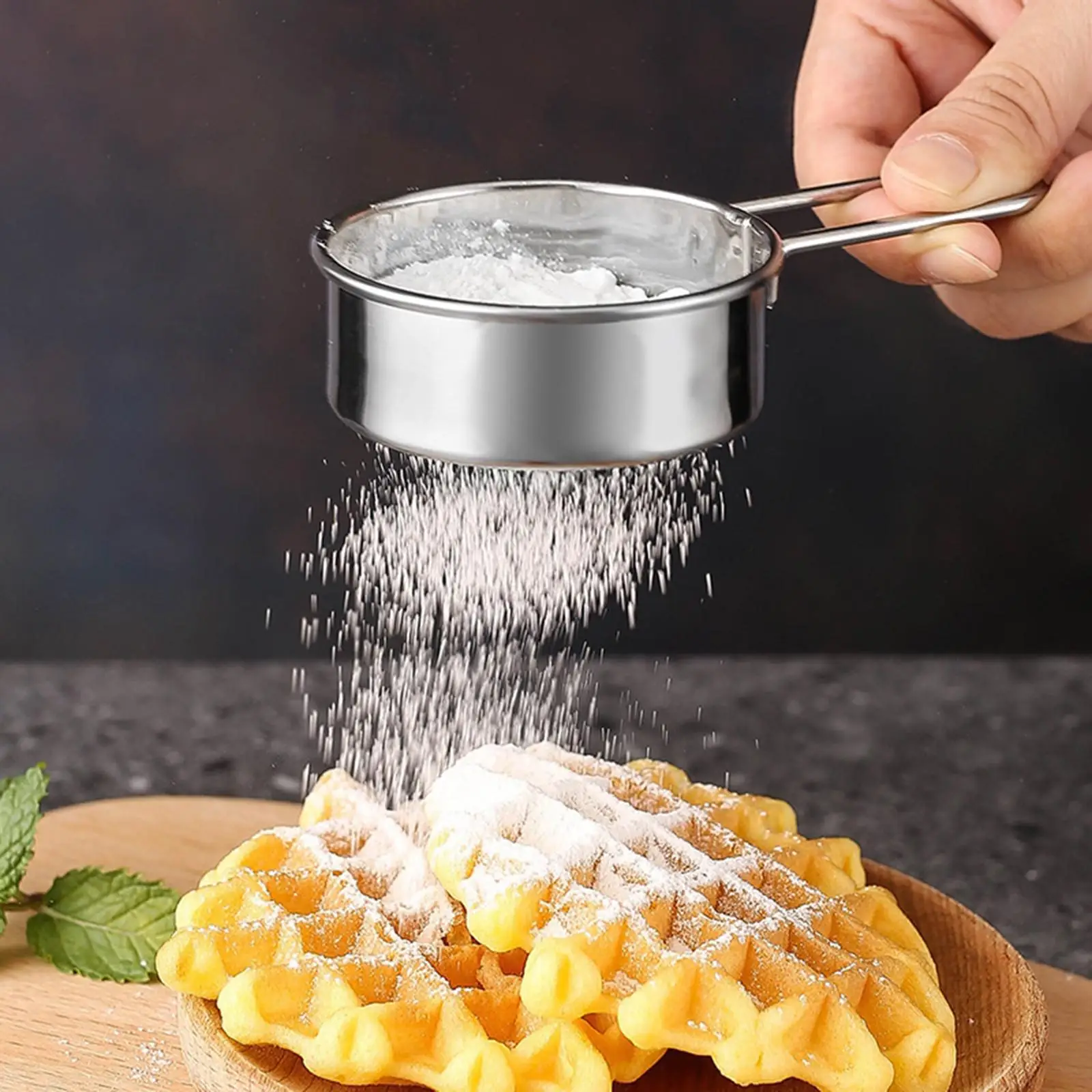 Stainless Steel Flour Sifter Multipurpose with Handles Mini Kitchen Accessories Kitchen Oil Strainer for Spices Baking Sugar