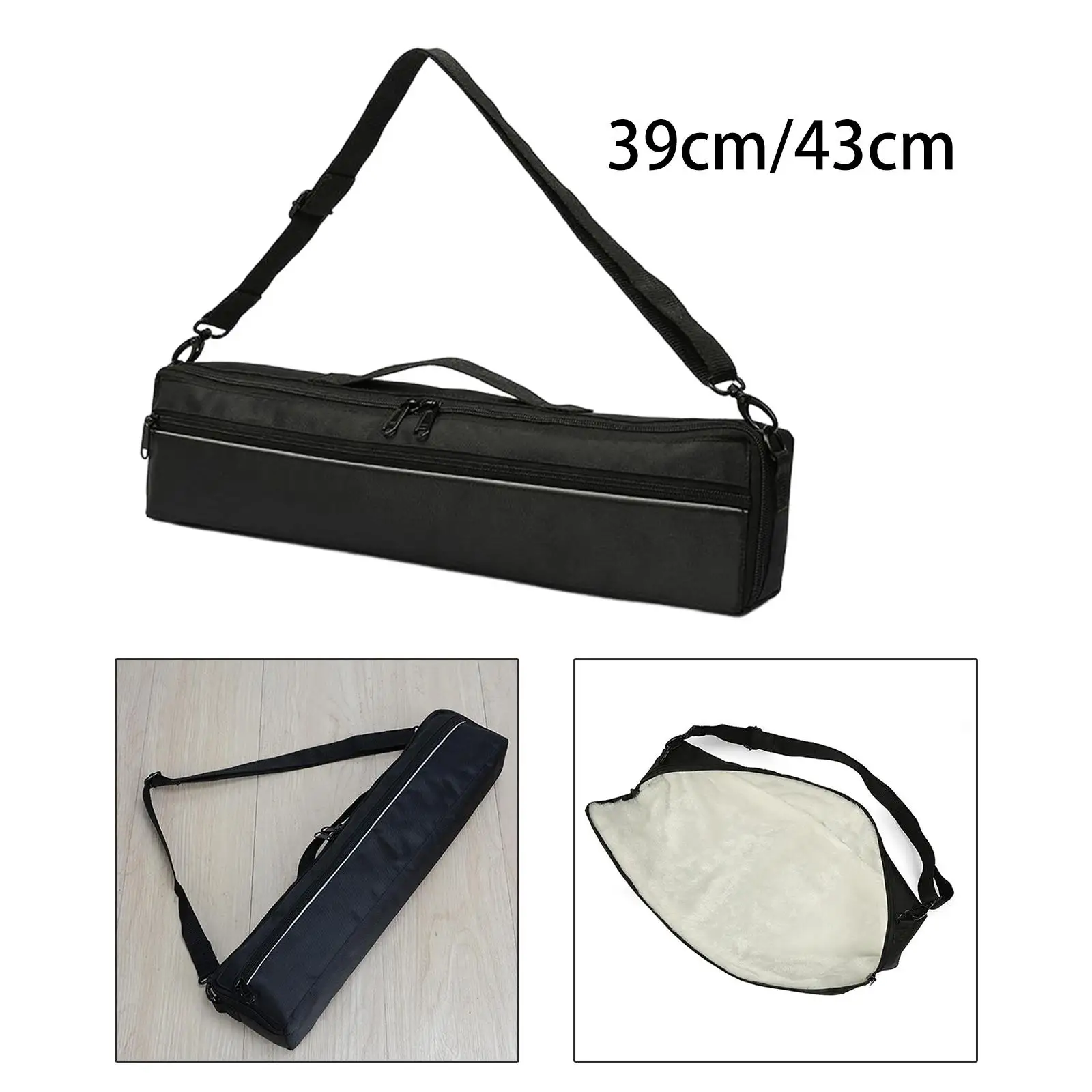 Orchestra Instrument Flute Carry Gig Bag Carry Handle Plush Inside Shoulder Strap Adjustable Strap Wear Resistant Storage Bag