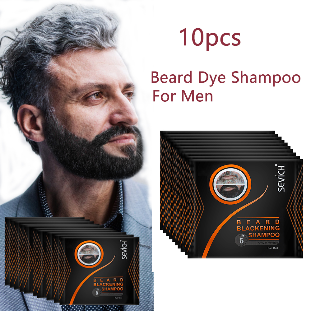 Best of 10pcs Instant Hair Dye Black Beard Shampoo For Men Natural Beard Coloring Temporary Blackening Moustache Shampoo Wash Convenient Reviews & Tips