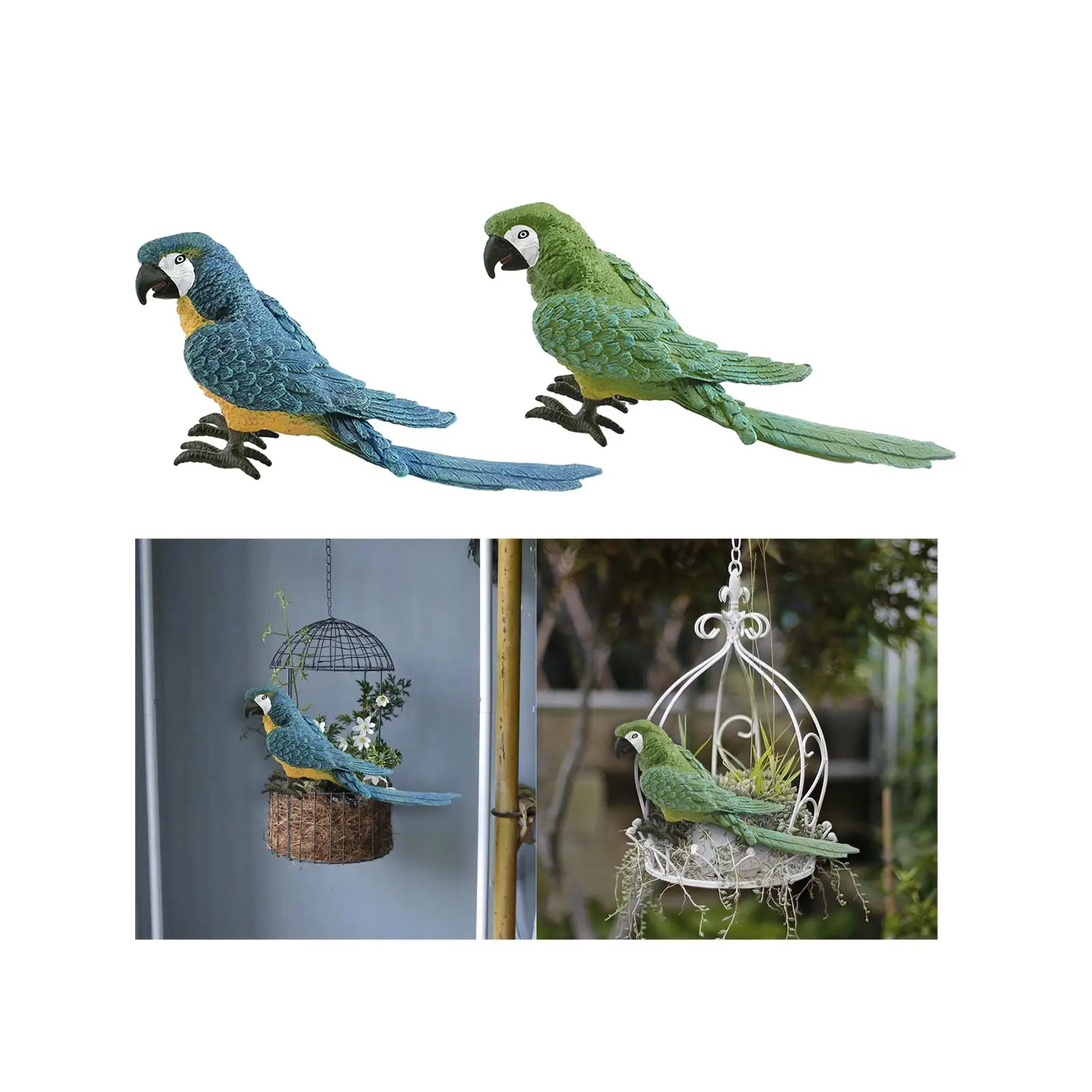 Artificial Parrot Statue Crafts Bird Ornaments Simulation Parrot Ornament for Indoor Outdoor Lawn Balcony Home Housewarming Gift