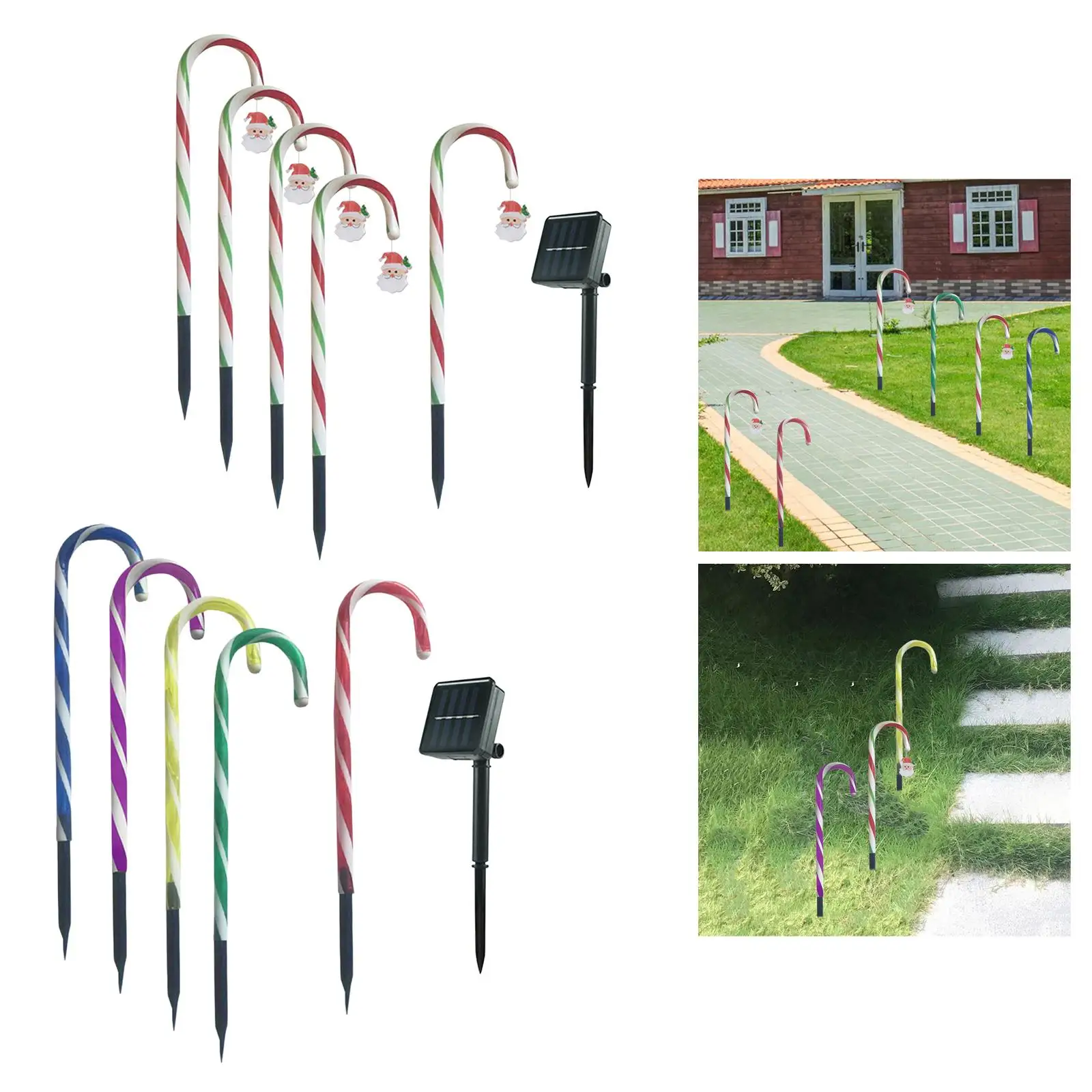 Christmas LED Lamps Decorations Pathway Candy Cane Solar Lights for Outdoor