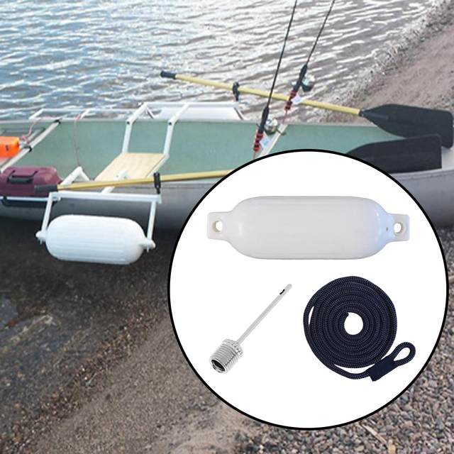 Bouées D'Ancrage Gonflables PVC - Lot De 2 - Protection Bateau Anti-Choc - 11x40 Cm