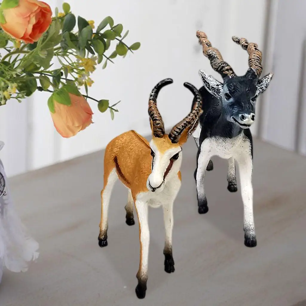 2Pcs Wildlife Antelope Springbok Deer Figurines Forest Zoo for Xmas Present