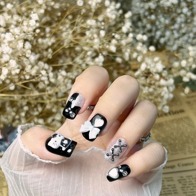 Hello Kitty Nails (sticker coming soon) Using our “LV Pattern” decals and  “Clouds and Star” decals. ⬅️⬅️ on our . . #longnails  #hellokittyNails, By The Nail Junkie Studio