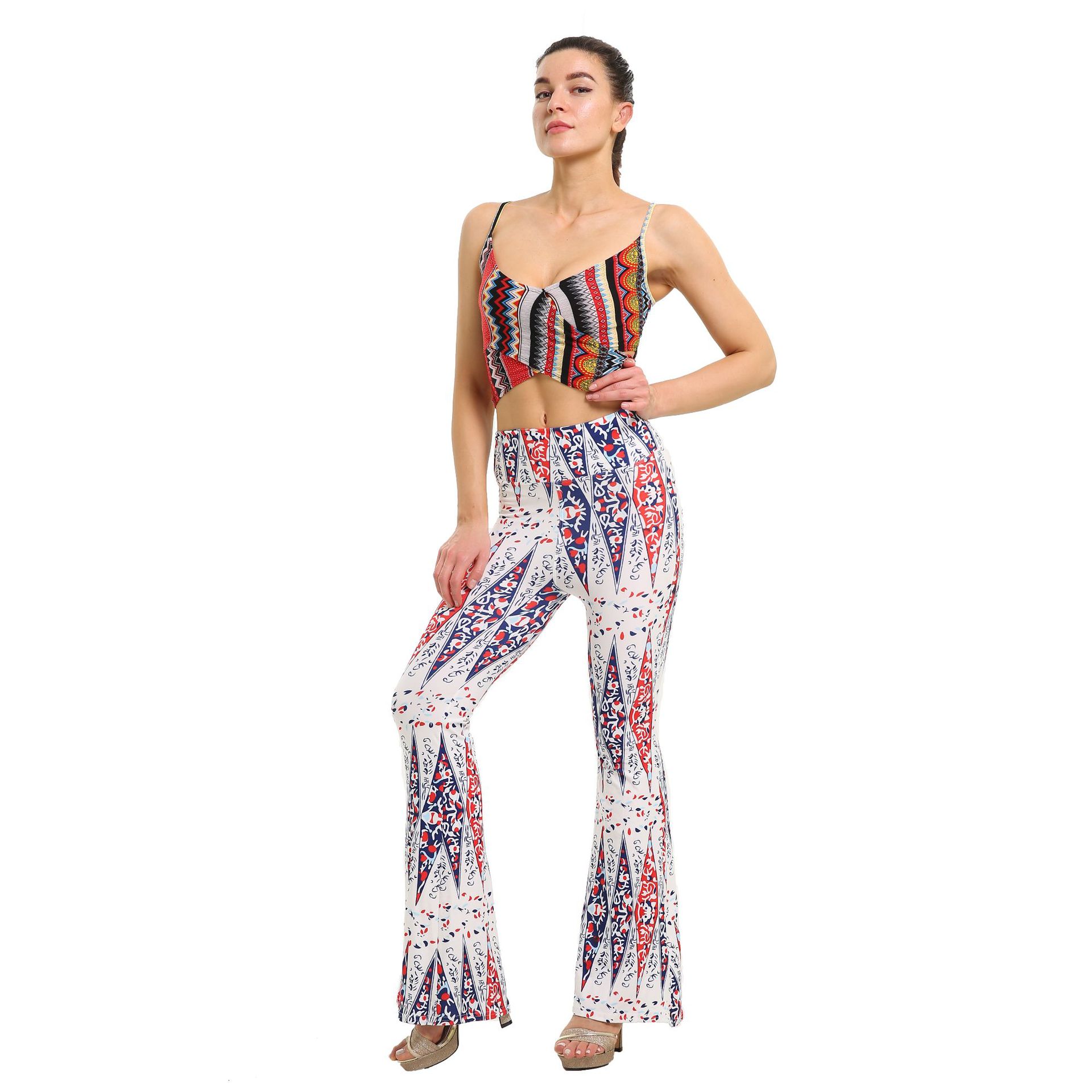 Women Pants Casual Baggy Flared Pants 