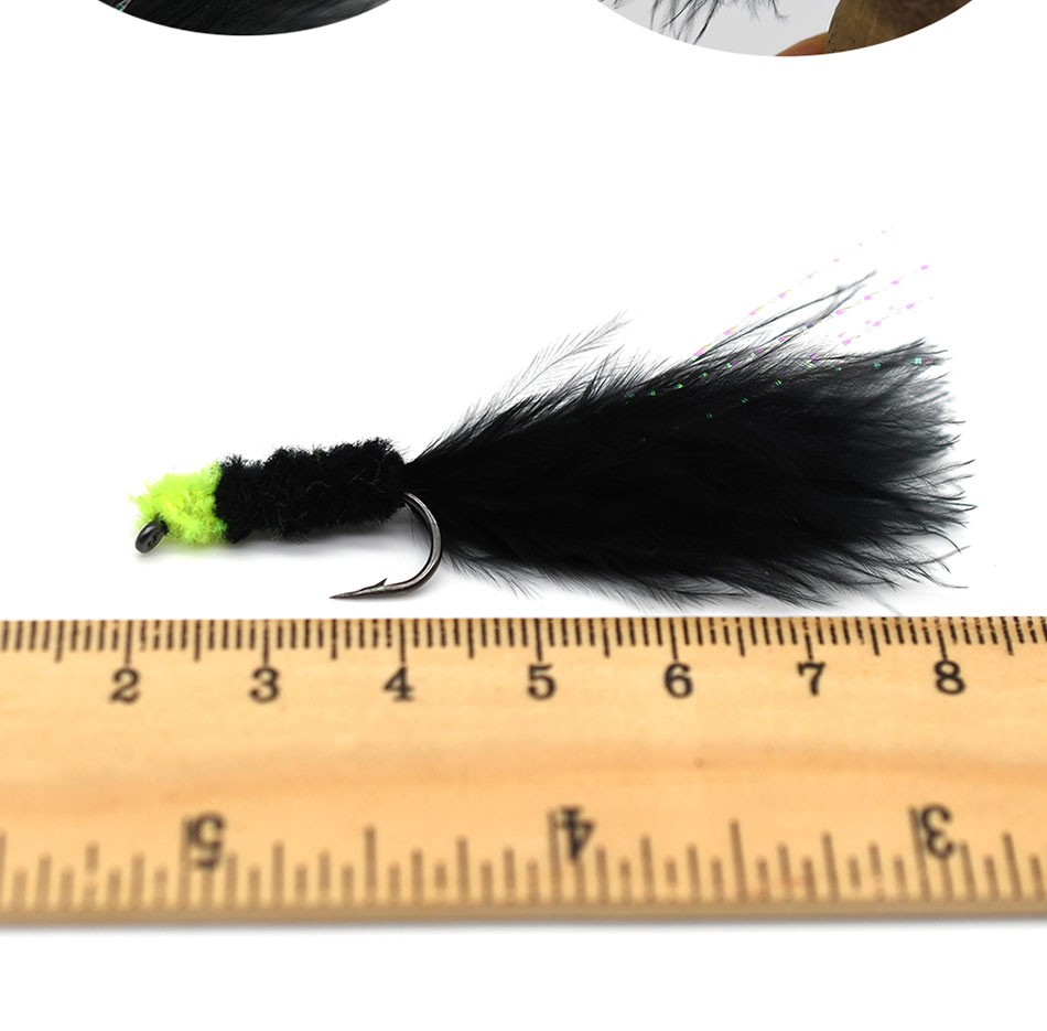 MNFT 6 Stück 6 # Green Egg Sucking Leech Woolly Bugger Streamers Fly Forelle Bass und Steelhead Angelköder – Detail 5