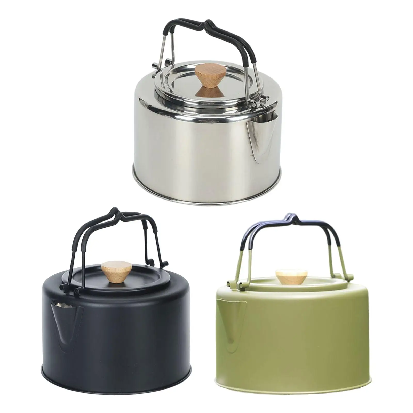 Stainless Steel Camping Tea Kettle Teapot with Lid Outdoor Kettle 1L Kettle Campfire Kettle Coffee Pot for Backpacking Picnic