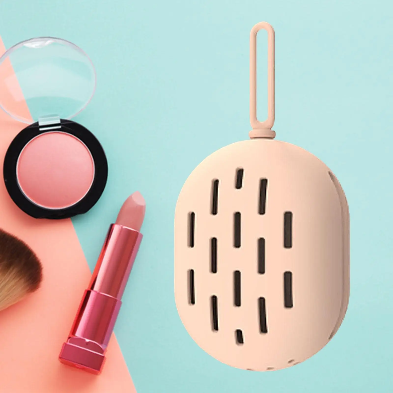 Silicone Makeup Sponge Holder Lanyard Design Double Side Hollow Breathable Makeup Blender Travel Case Dryer Rack for Women Girls