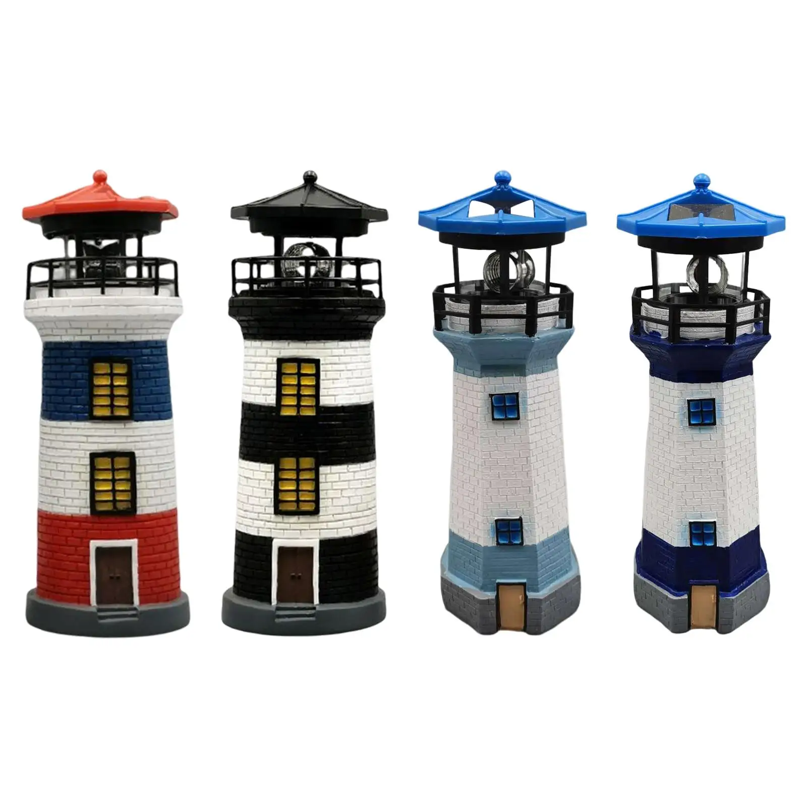 Wind Mill Solar Lighthouse Ornaments Garden Lights Resin Premium Waterproof 360 Degree Rotating for Garden Outdoor Party Balcony