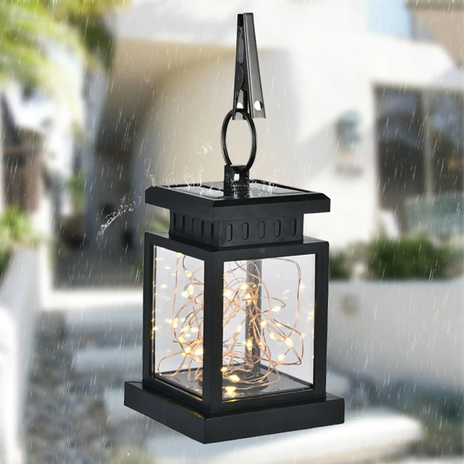 led and solar Hanging Lantern IP55 with Handle Lantern warmer white for Fence Tree Walkway Pathway Decoration