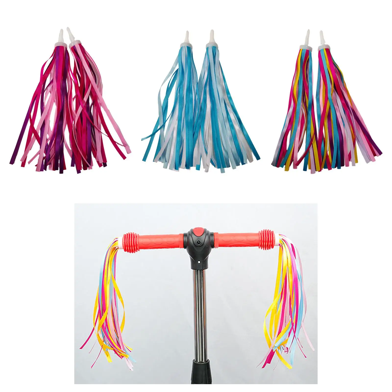 2 Pieces Bike Handlebar Tassels Colorful Decor Streamers Fittings Handgrip