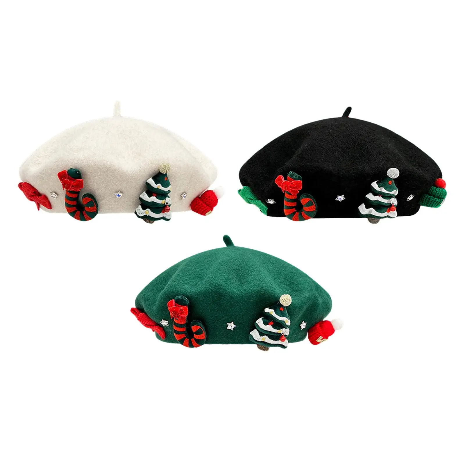 Christmas Beret Hat Fashion Streetwear Warm Headwear Winter Cap for Birthday Gift Traveling Vacation Holiday Girls