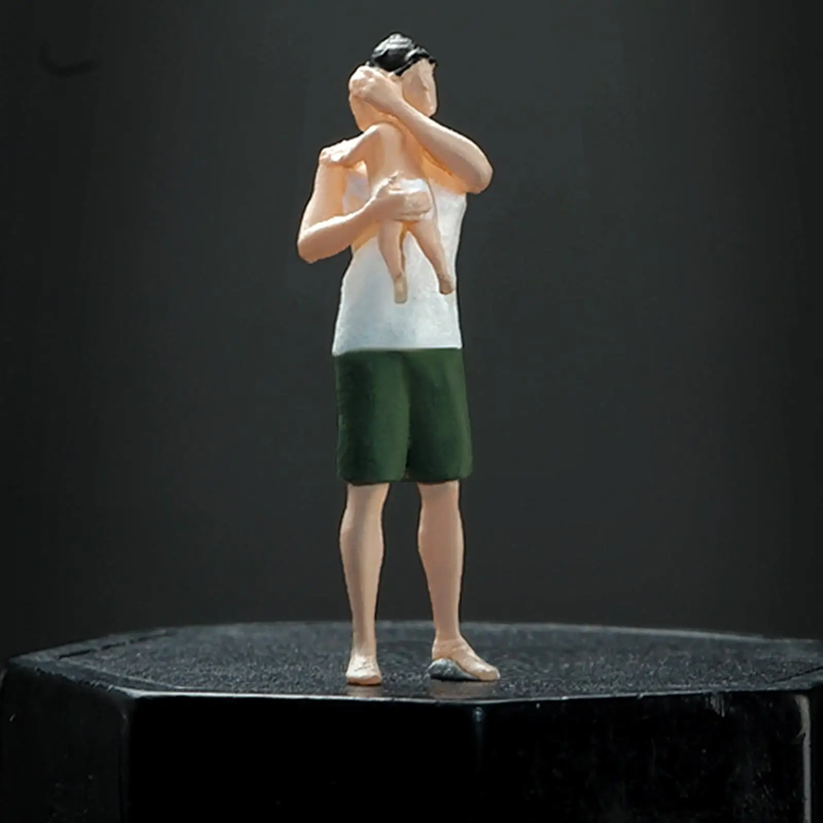 Miniature Figure Father Holding Baby for Park Architecture Model Collections