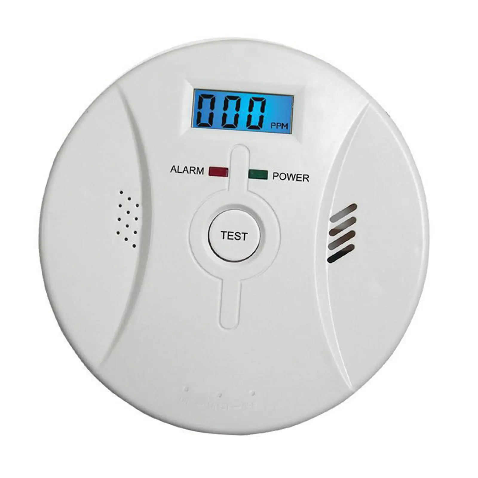CO Alarm Detector Gas Detection Digital Display Easily Install for Bedroom Sound Alarm High Accuracy Durable Professional White