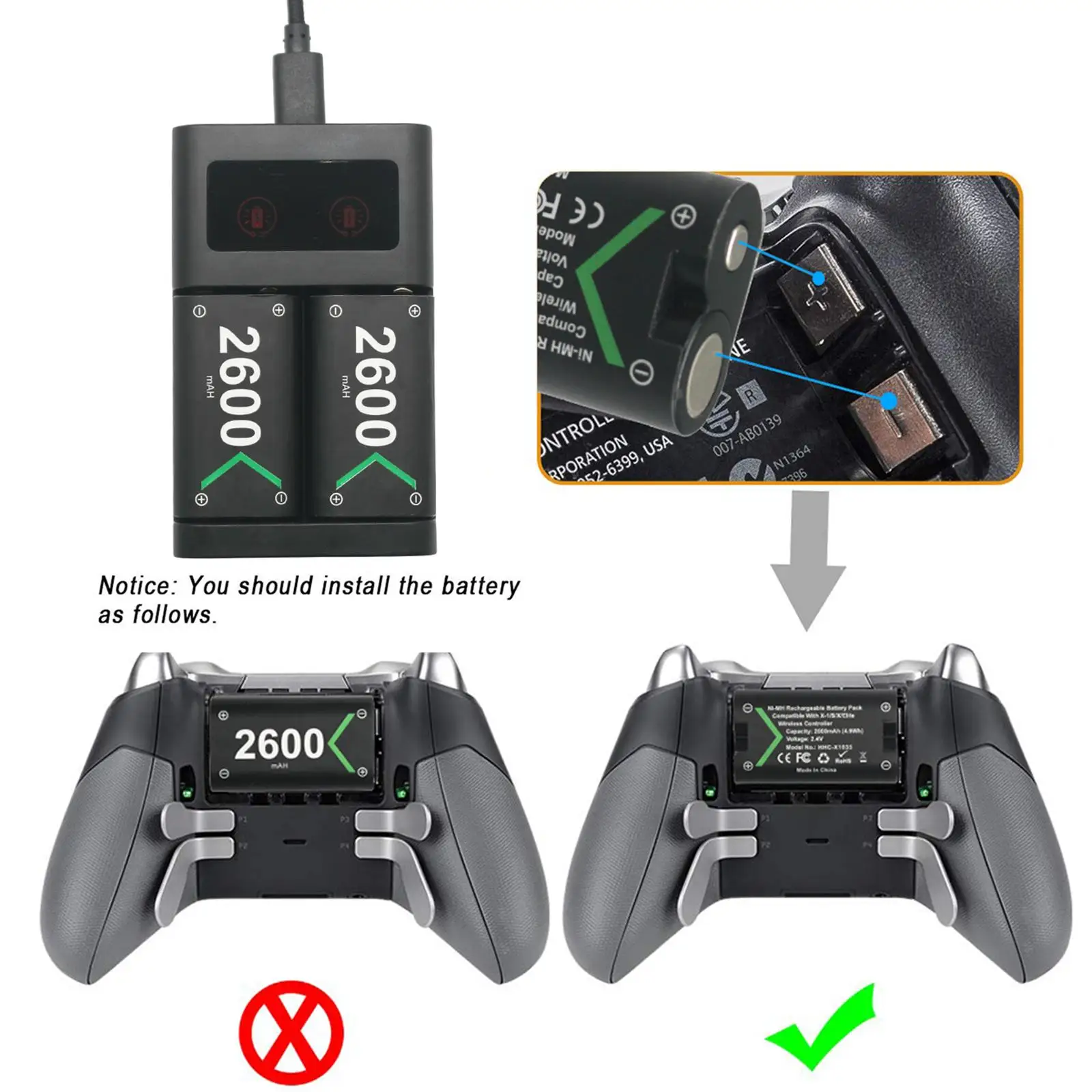 Controller Charging Dock/ with Rechargeable Battery Pack/ Controller Charger for One