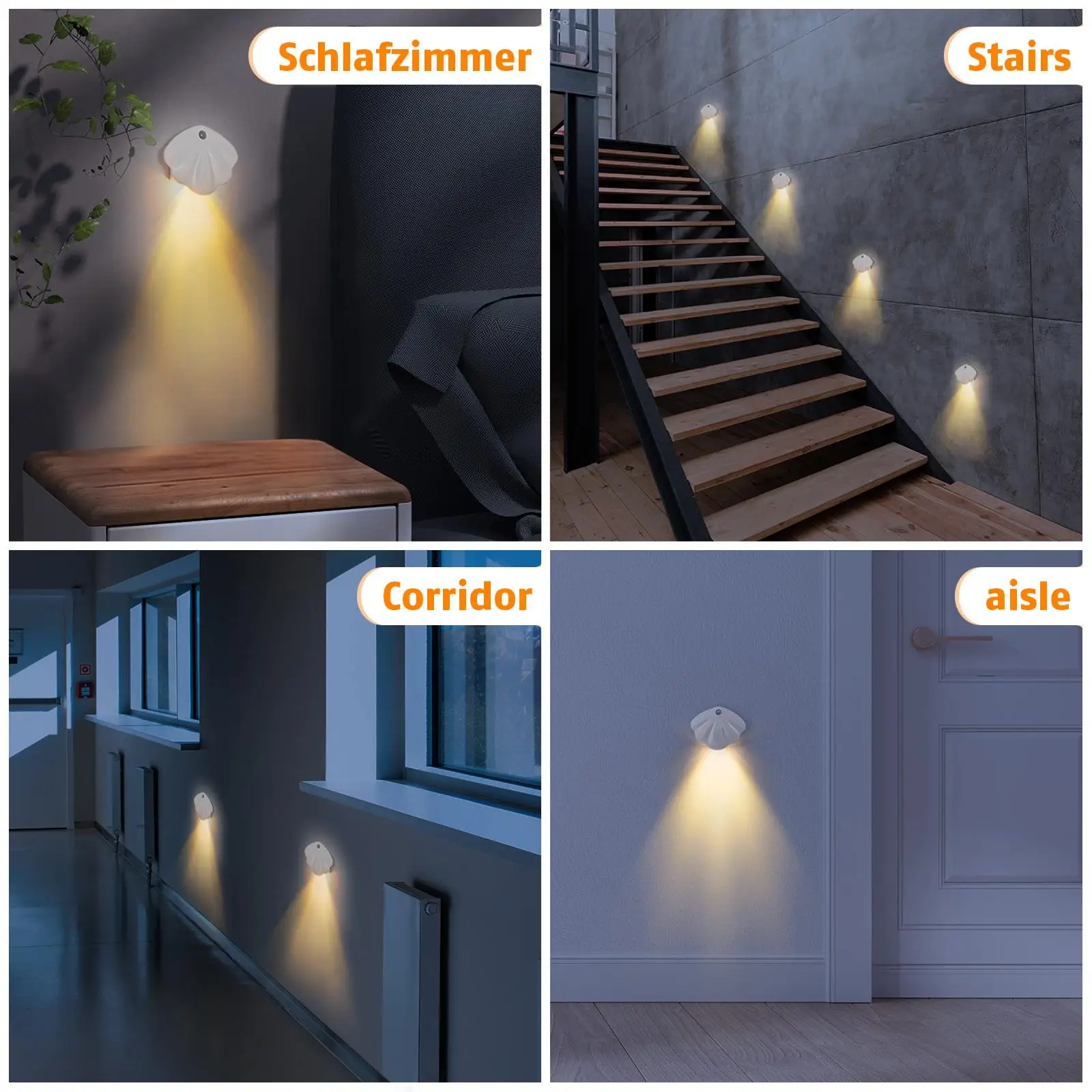 Wall Lights USB Rechargeable Body Sensor Motion Sensor Lights Wall Lamp Fixtures for Living Room Attic Bedside Basement Stairs