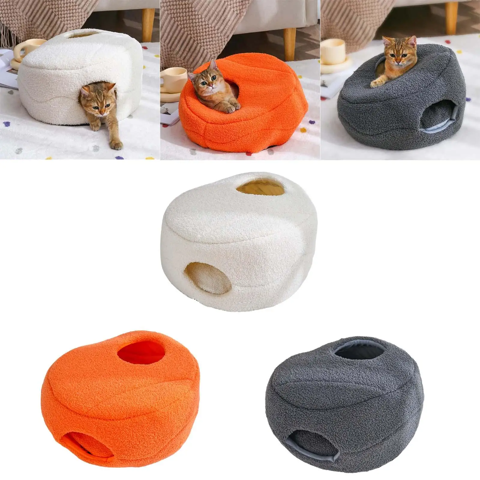 Cozy Puppy Kitten House Warm Nest Washable Removable Cushion Winter Habitats Sleeping Pad Bed Cave Bed for Dog Cats Puppy