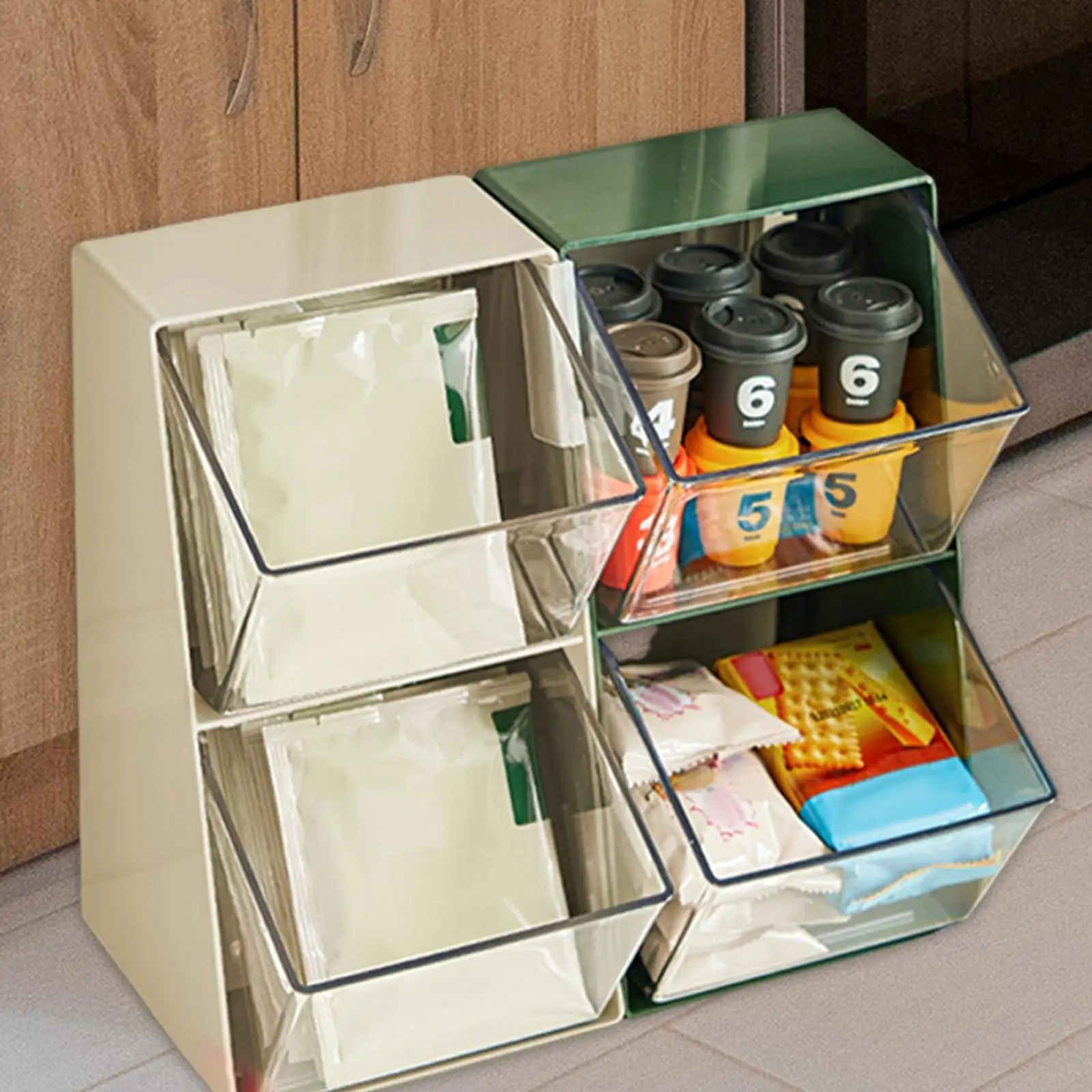 Clear Tea Box Storage Divided Container Portable Tea Holder Rack Large Capacity for Condiments Coffee Creamers Closets Bathroom