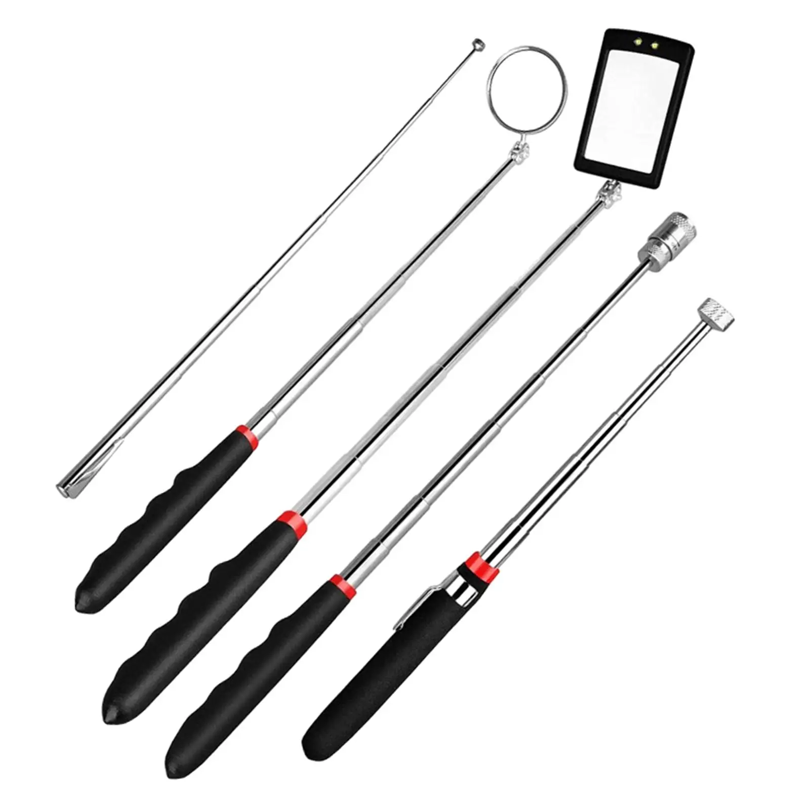 5Pcs Magnetic Telescoping Pick up Tool Kit Lightweight Multifunctional Sturdy Adjustable Inspection Mirror for Automobile Parts