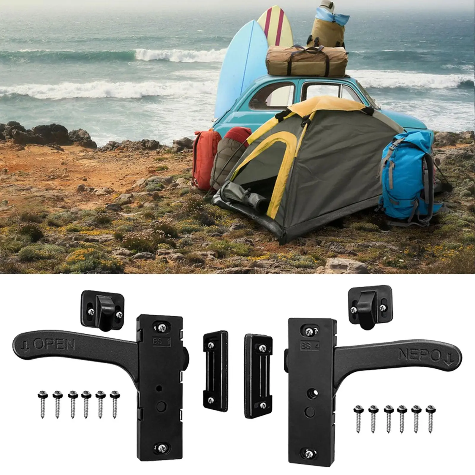 Metal RV Screen Door Latch, High Performance, Durable with Screws for Motorhome RV Motor Home Cargo Trailer Travel Trailer