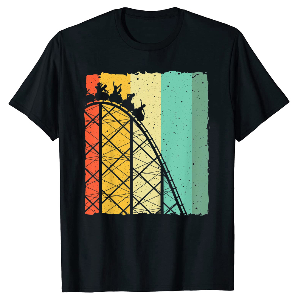 Niedliche Vintage Achterbahn Design Männer Frauen Vergnügung spark T-Shirts Rundhals ausschnitt Kurzarm Mode T-Shirt Kleidung T-Shirts – Detail 2