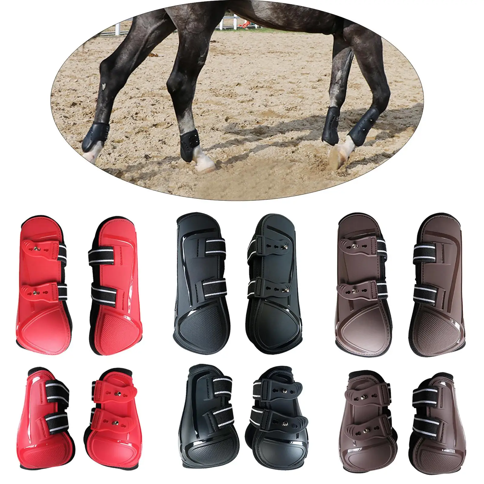 Horse Tendon Boots Front Hind Legs Set of 4 Riding Jumping Shock Absorbing