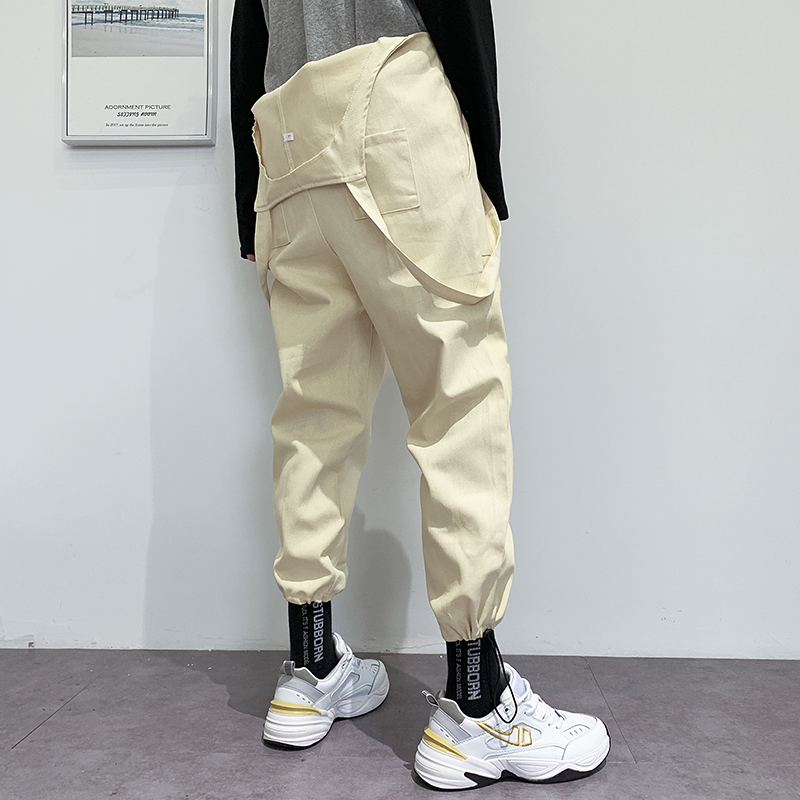 Description Picture 4 of itemSummer Solid Color Men's Overalls Straight Jogger Pants Casual Ankle Length Pants Cargo Pants