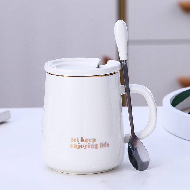 MILK Coffee Mug With Lid - 450mL, Mixing Spoon – MARKET 99