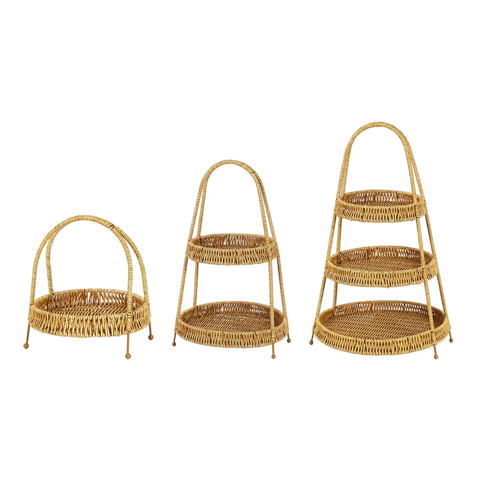 Multipurpose Imitation Rattan Woven Basket Bread Basket for Park Outdoor