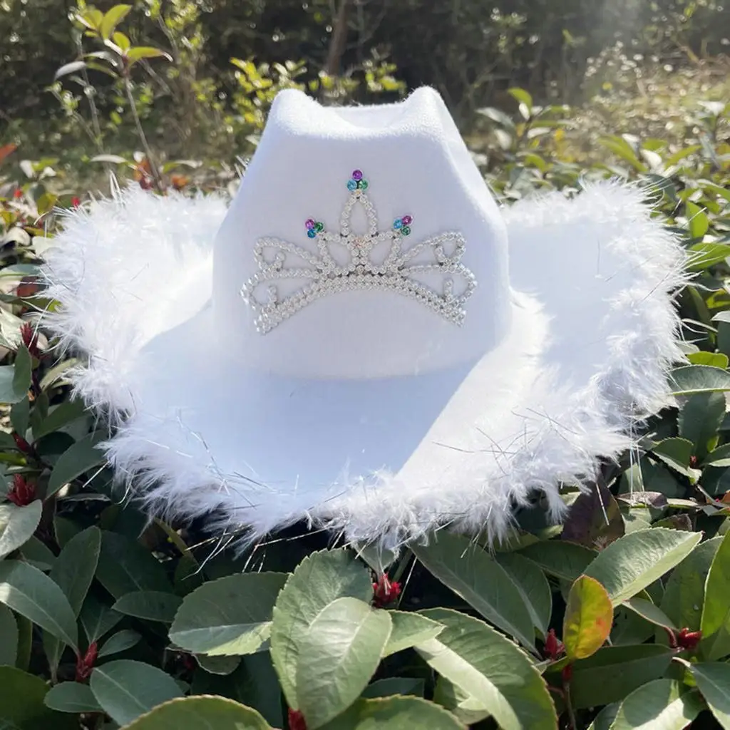 Cowboy Cowgirl Hat with tiara Western Outdoor Wide Brim Sun Hats Adult