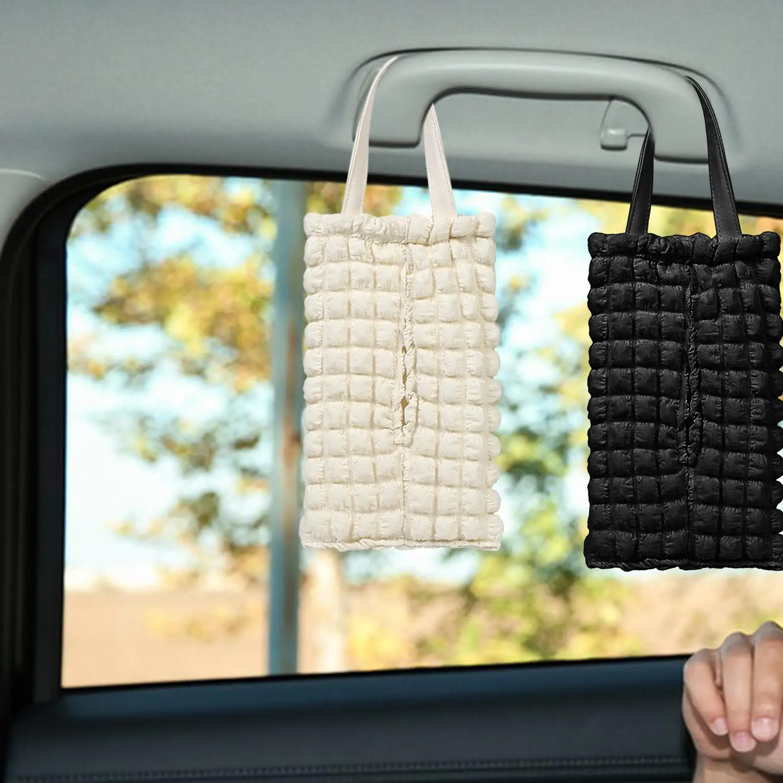 Portable Car Soft Hanging Tissue Box Cover Convenient for Home Bathroom Accessories Measure 11x7inch Elegant Look Tissue Holder