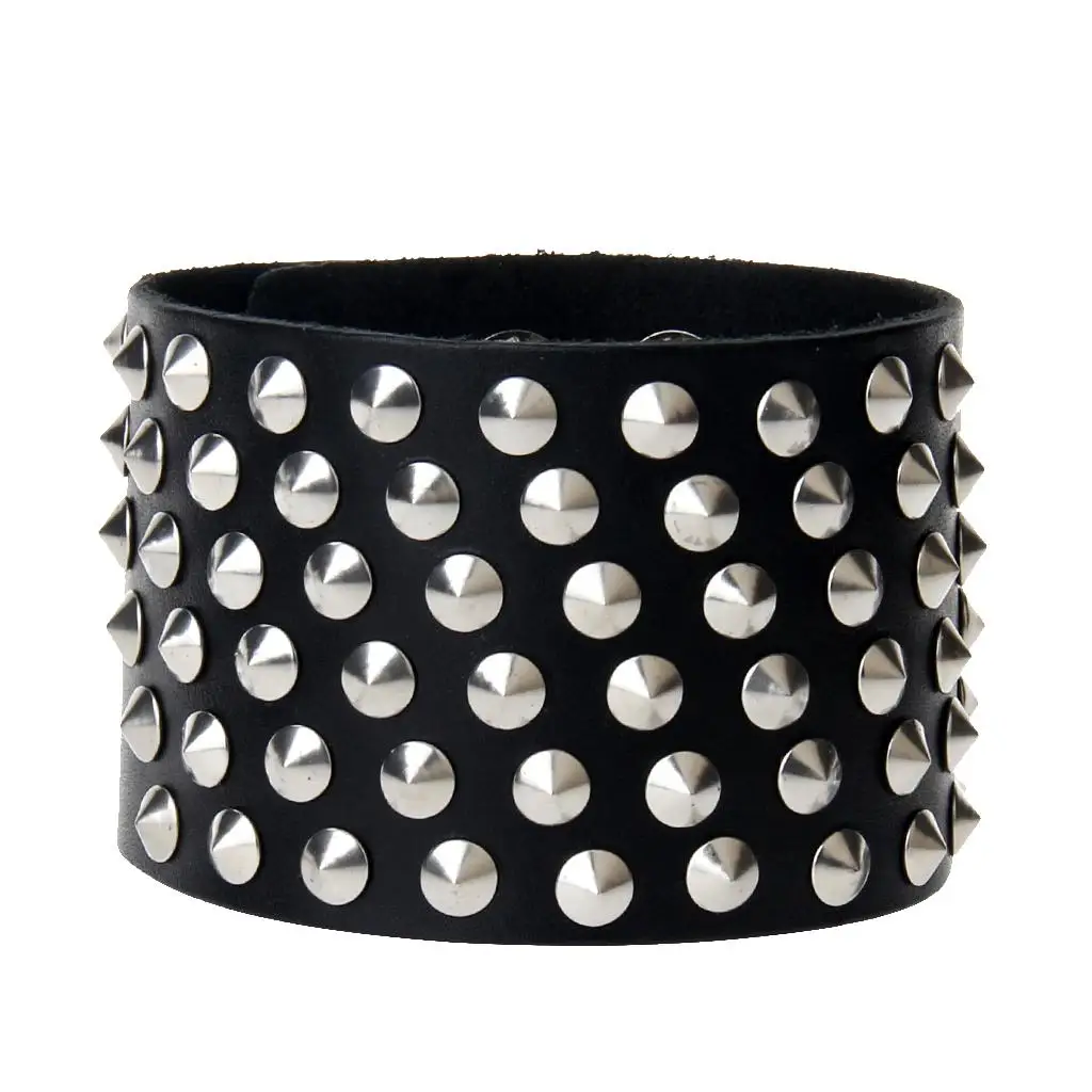 Metal Stud Rivet   Punk PU Leather Wide Bangle Cuff Bracelet Wristband