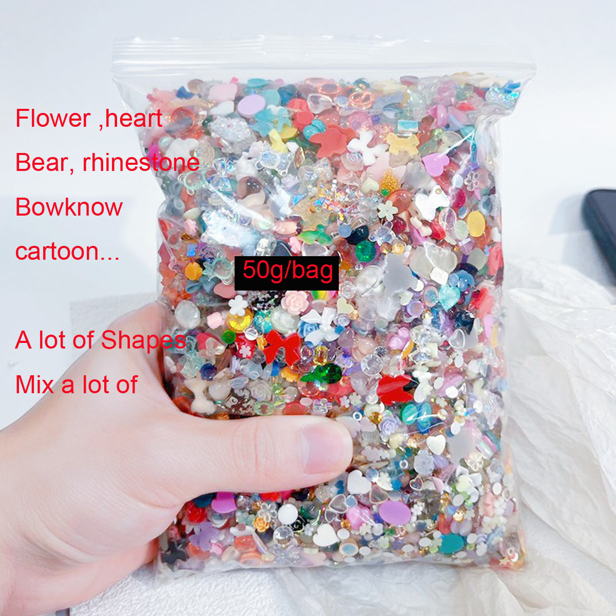 Best of 500-600pcs Mixed Bow Heart Flowers Nail Art Charms 50g / bag Resin 3D Aurora Ribbon Bowknot Rhinestone Korean Manicure Decoration Reviews & Tips