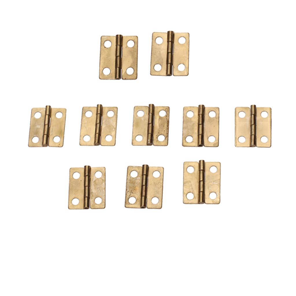 10x Antique Brass Mini Hinges Small Butterfly Butt Hinges for Wooden Jewelry Boxes Chests Furniture