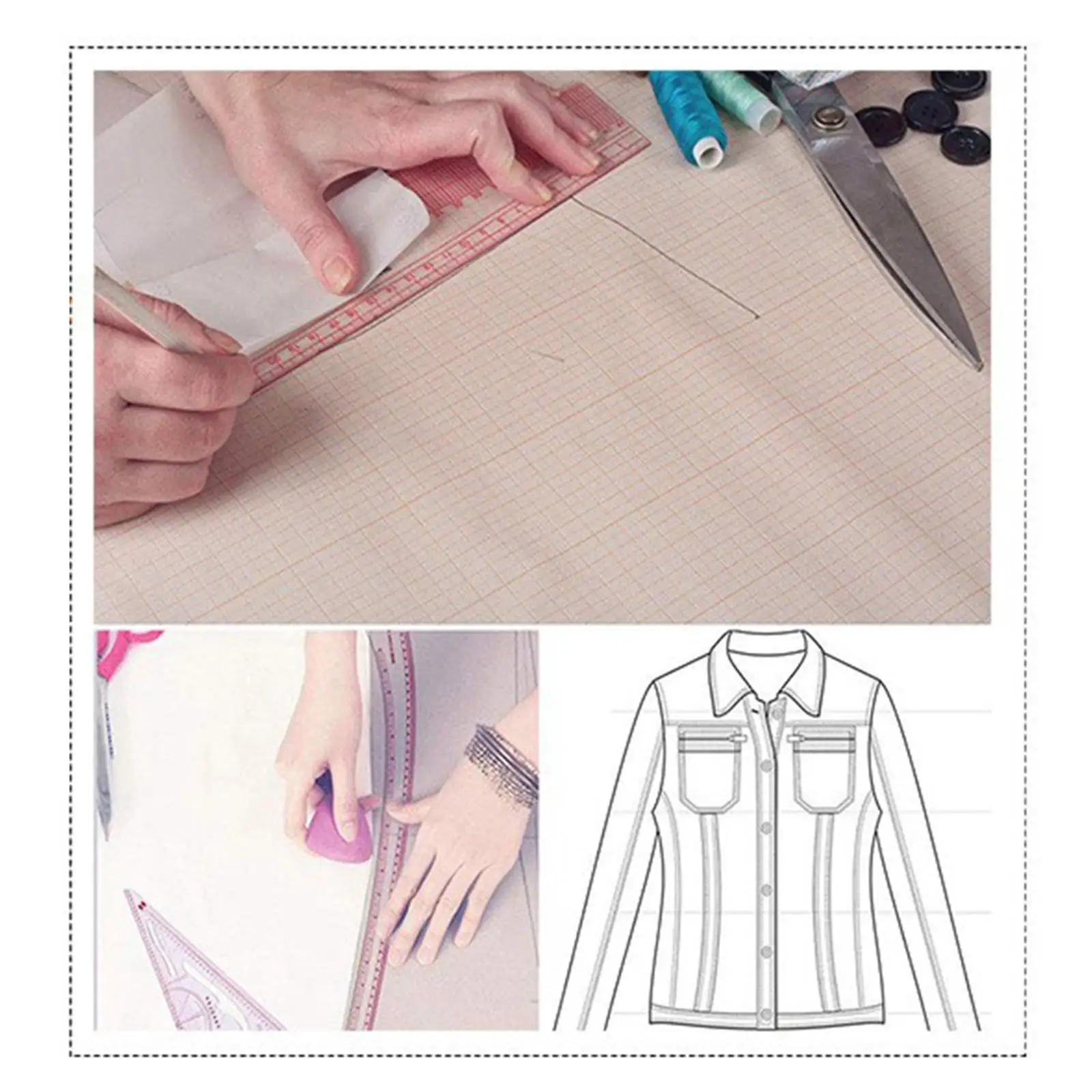 9Pcs Template Ruler Garment Design Durable Fashion Designing Portable Sewing Ruler for Work Clothes Suits Pattern Makers