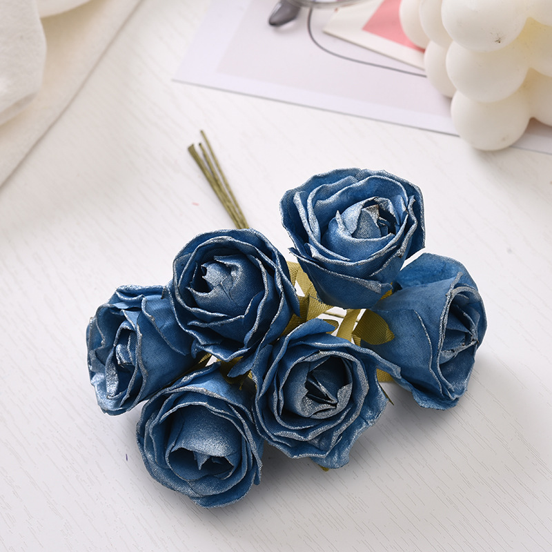 6 Stück künstliche Blumen, 4 cm, Seidenstrauß in leuchtendem Rosa für Hochzeit, Heimdekoration, DIY-Kranz, Geschenkbox, Scrapbook, künstliche Blumen – Detail 3