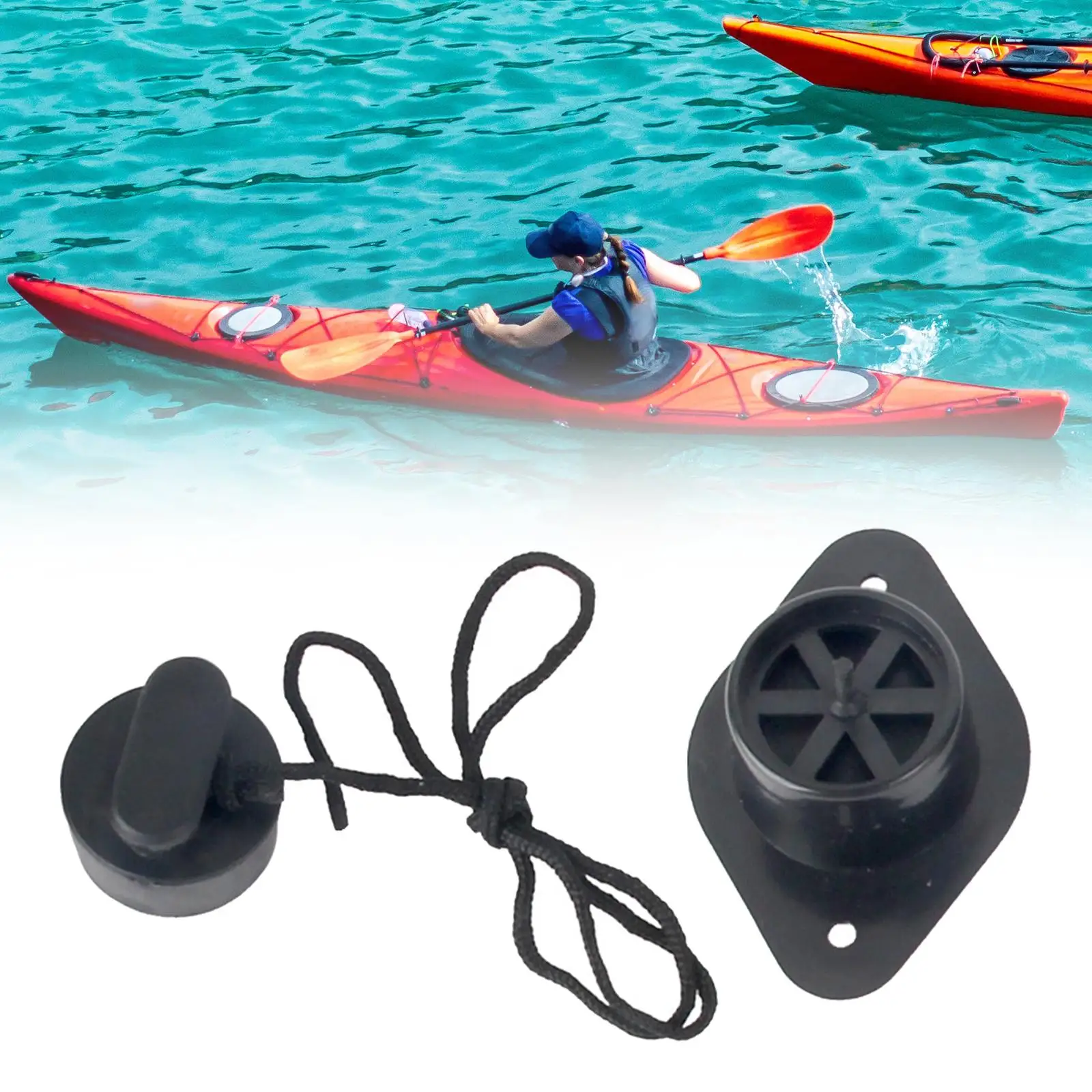 Inflatable Boat Drain Valve Black Airbeds with A Pull Cord Sturdy Easy to Operate Portable Rowing Boats Accessories Replacement