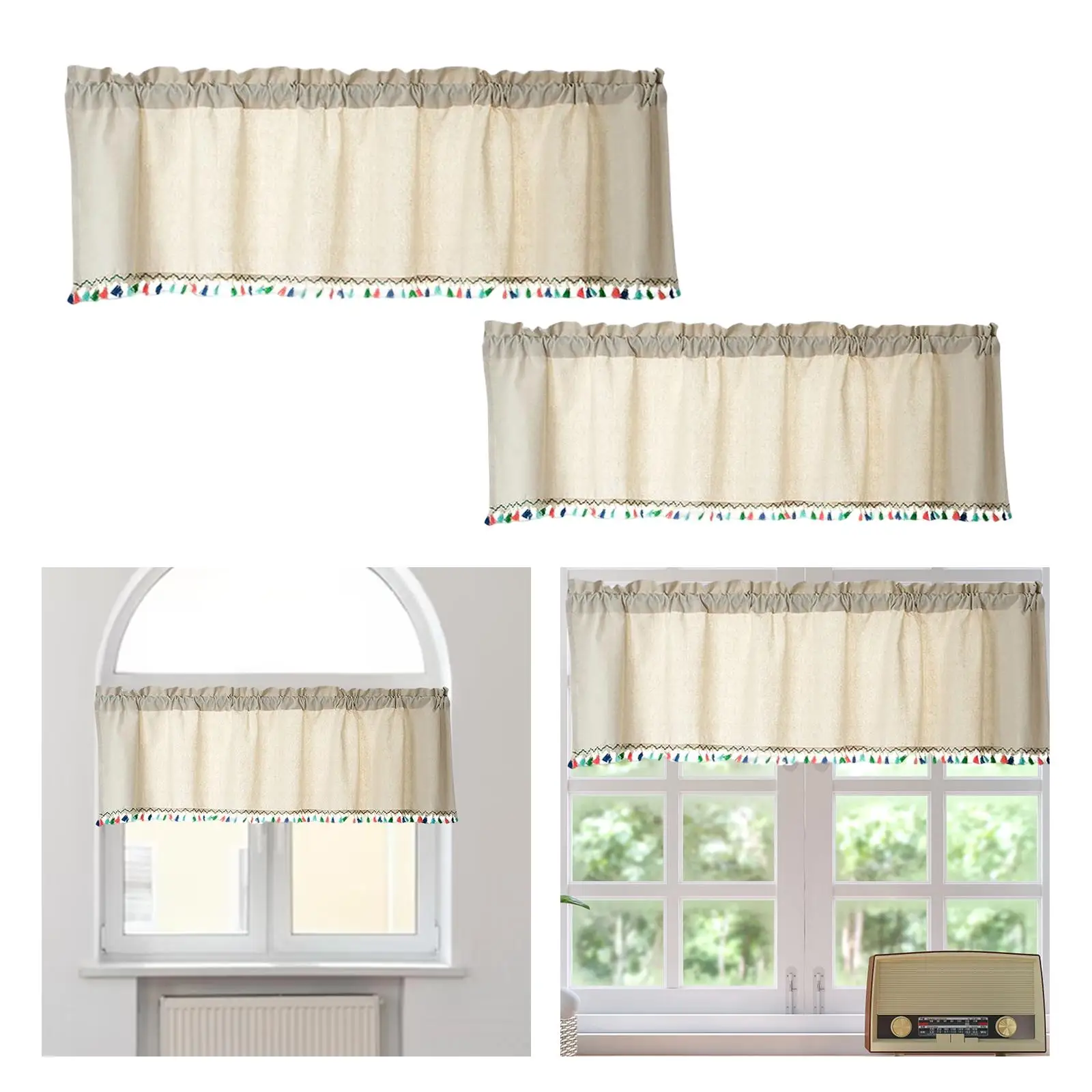 Rod Pocket Valances Decoration Short Curtains for Shop Panel