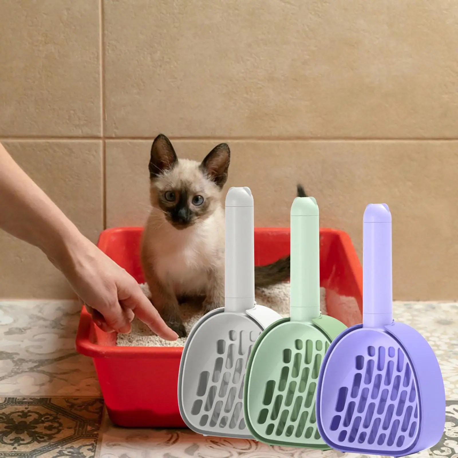 Portable Cat Litter Dustpan Pet Litter Scooper Pet Cleaning Tool Deep Sifting Comfortable Handle Kitty Litter Box Supplies