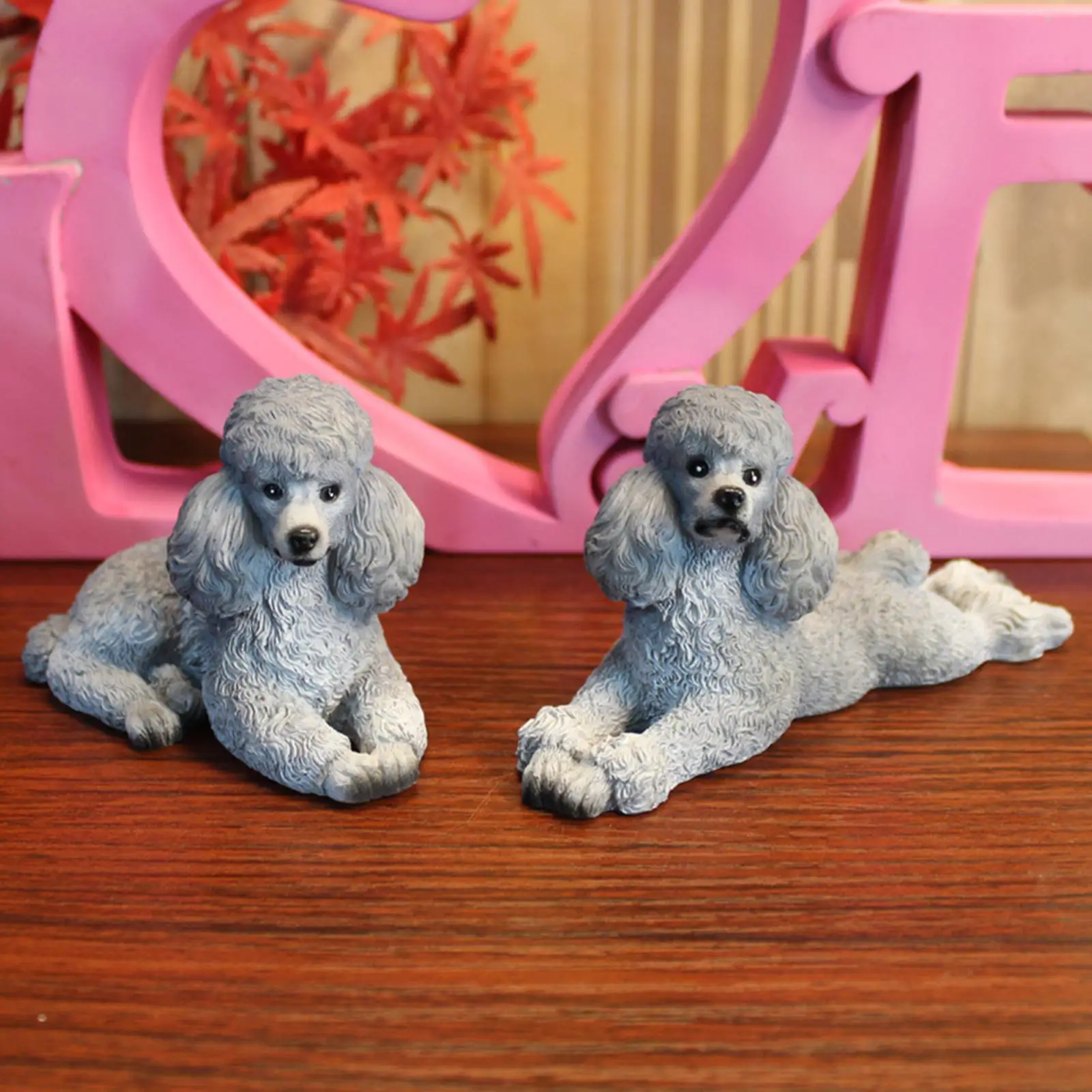 2x Creative Dogs Sculpture Art Crafts Collectable Cute Toy Poodle Dog Statue Pet