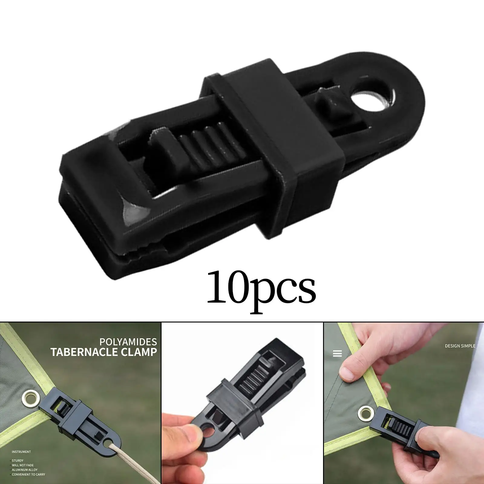 10 Count Crocodile Tent Awning Clamps for Camping Easy Store and Carry Black Heavy Duty Outdoor Easy Install Non Slip Durable