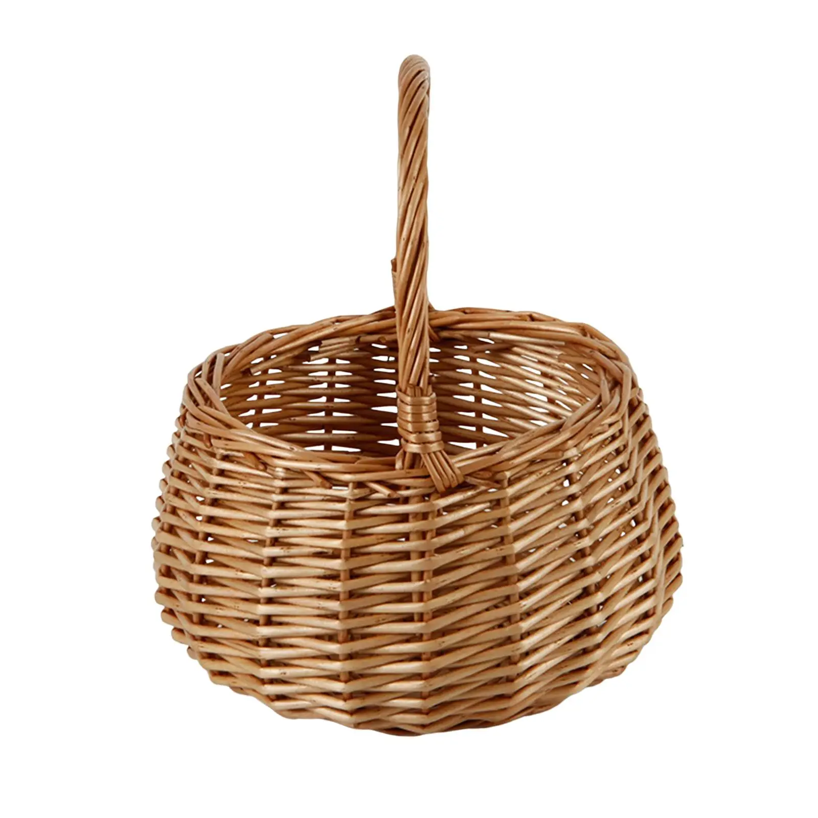Wicker Storage Baskets Portable Crafts Shopping Basket Picking Basket Sturdy Hand Woven for Flower Bread Fruit Vegetable Picnic